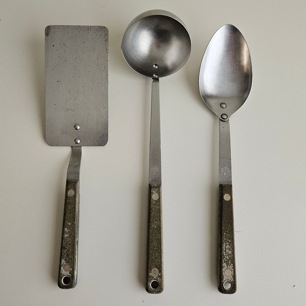 Ekco Flint Arrowhead Vintage Stainless Steel Kitchen Utensil Set 3pc USA FLAWS